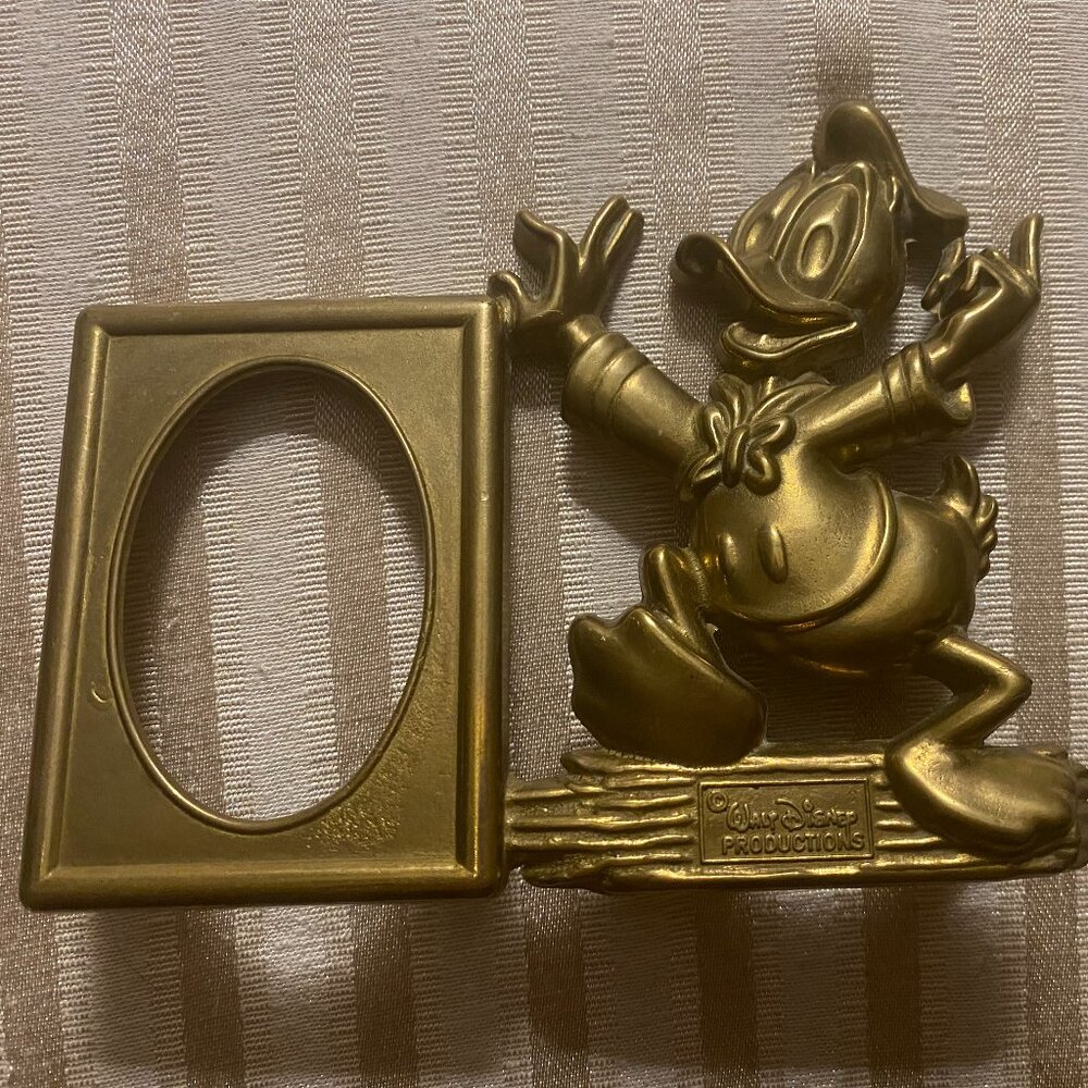 DISNEY DONALD DUCK BRASS STANDING PICTURE FRAME VINTAGE DISNEY PRODUCTIONS